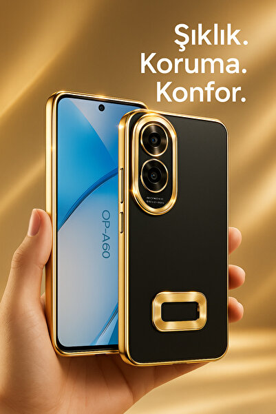 halkhouse Oppo A60 Kılıf Kamera Korumalı Esnek Renkli  Logo Gösteren Şeffaf Ş...