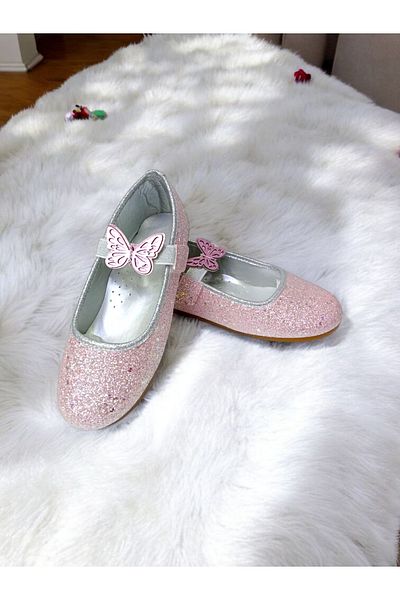 pediashoes Girl's Silvery Orthopedic Sole Soft Stylish Ballet Flats