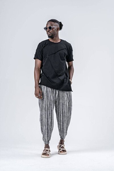 SUPERBLUE Men's Patterned Summer Anthracite Jogger Baggy Trousers