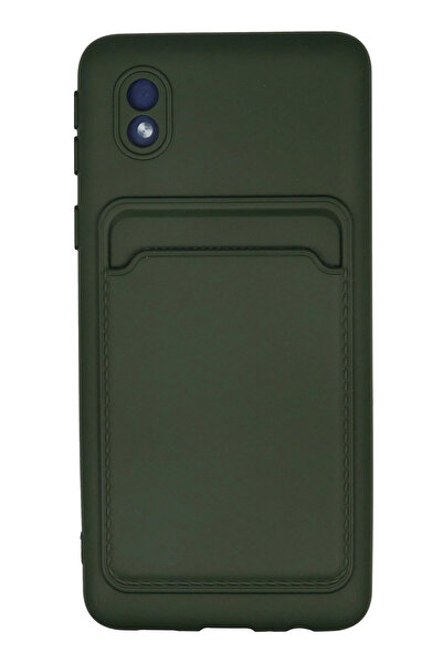 NewFace حافظة سامسونج جالاكسي A01 كور سيليكون مع بطاقة عمل كلفن - أخضر داكن L...