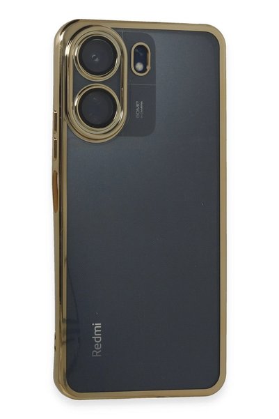 New Face غلاف هاتف Xiaomi Redmi 13C مع عدسة سيليكون - ذهبي ZNGZR