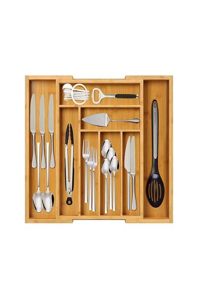 OEM Cutlery organiser, adjustable, bamboo, 8 compartments, easy to clean