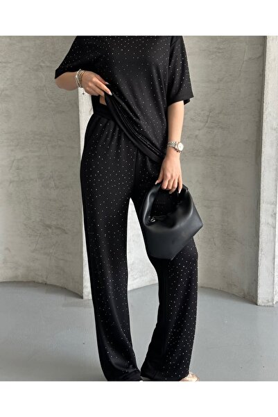 Butik Ayseba Kadın Taşlı Kısa Kollu Alt Üst Takım