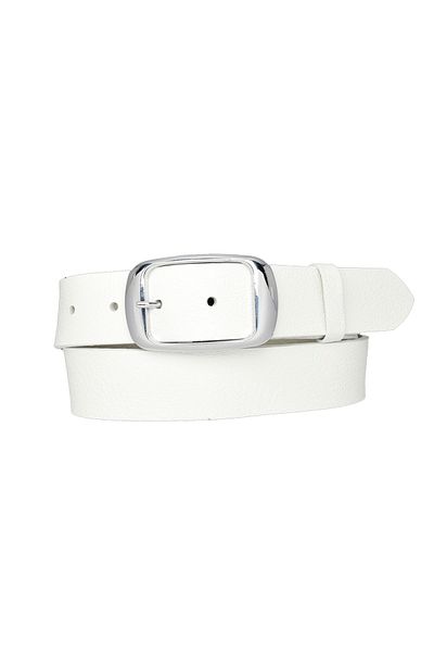 GoDeri Curea albă de damă de 4 cm - 100% piele naturală, cataramă argintie, blugi, centură sport AN-BYN-19