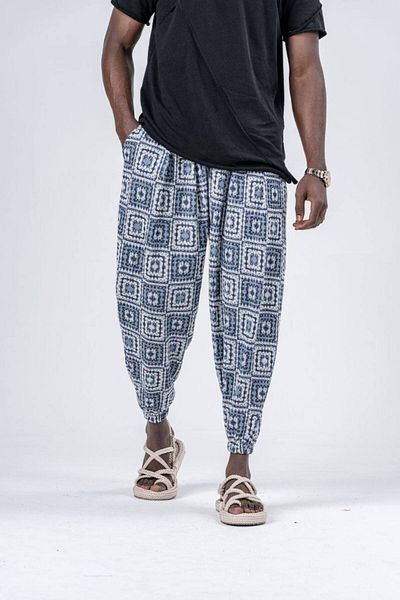 SUPERBLUE Men's Patterned Summer Blue Jogger Baggy Trousers