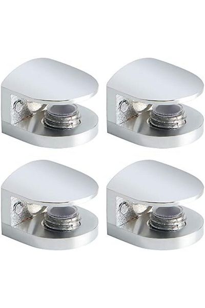 Generic Sayayo Chrome Glass Shelf Brackets - Wall Mounted Metal Glass Clamp Supports, 4 Pcs, Adaptive 5-8MM