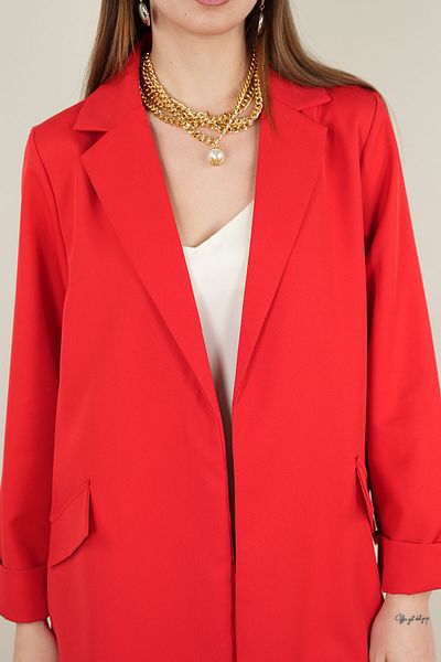 Ranasubaşı Crepe Jacket Red