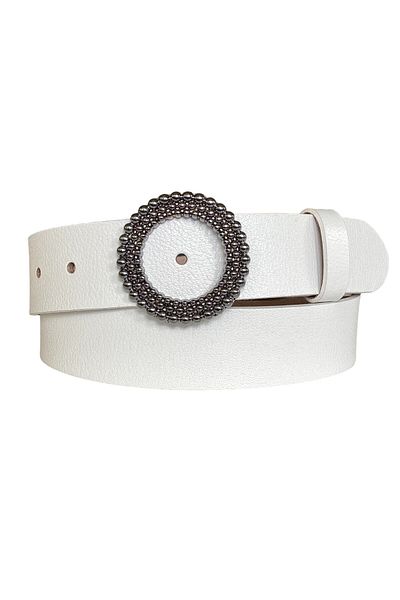 GoDeri 100% piele naturală, blugi de damă albi cu cataramă nichel alb, centură sport 4 cm=an-byn-58