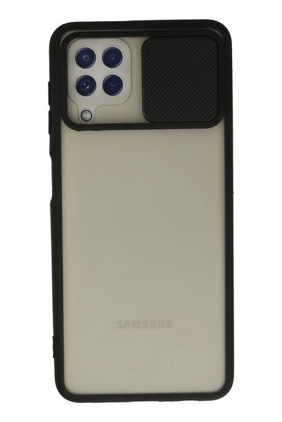 New Face Samsung Galaxy A22 Case Palm Frosted Camera Sliding Silicone - Black...