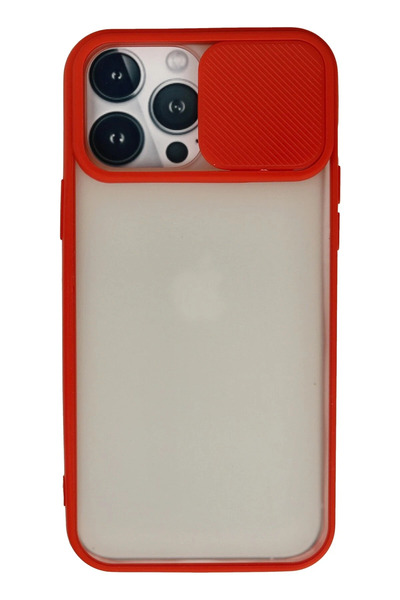 NewFace حافظة آيفون 13 برو ماكس كاميرا بلورية من السيليكون المنزلق - أحمر 149...