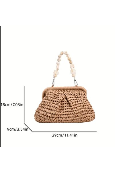 hasır bohem Ψάθινο & Bohemian Paper String Καλοκαιρινή τσάντα παραλίας ψάθινη τσάντα πλεκτή από χαρτί σχοινί
