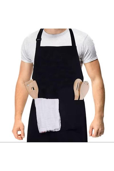 Biz Class Neck Adjustable Chef Waiter Cafe Cook Barista Black Apron Kitchen Apron Masterchef Cafe Apron Restaurant