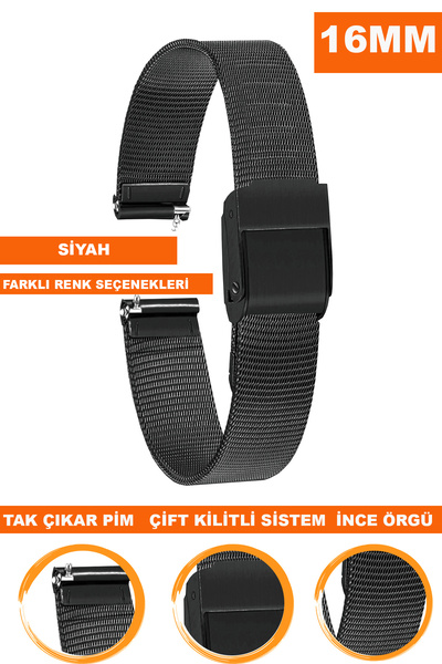 COBRA 16mm Fossil-Welder-Casio-Seiko-Omega-Armani Saat Uyumlu İnce Metal Hasır Saat Kordonu INCHSR16