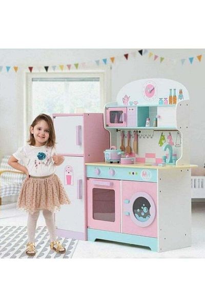 Star Kids Wooden Kitchen Toy from Al Badr with Cooking Oven and Ice Maker