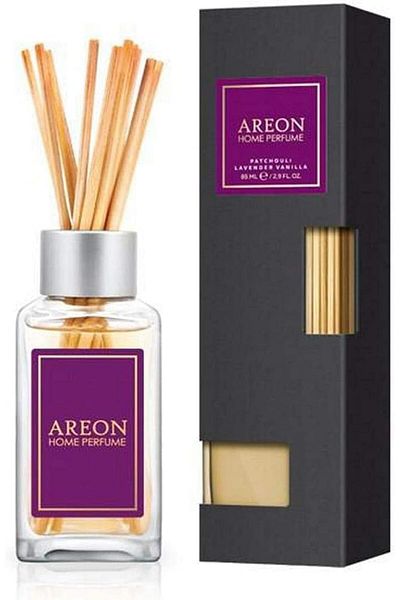 Areon Home Perfume Reed Diffuser 85 ml Premium 10 Rattan Reeds - Patchouli, Lavender & Vanilla