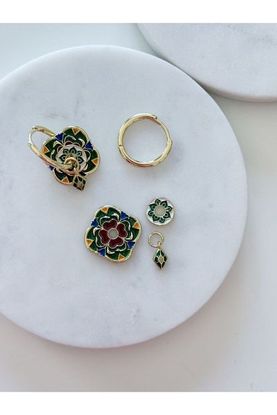 CHARMLUCKY Steel Charm Hoop Earring