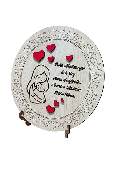 birlazer Anneler Günü Hediyesi Kalp Dekorlu 14 Mayıs Anneler Günü Hediye Ahşa...