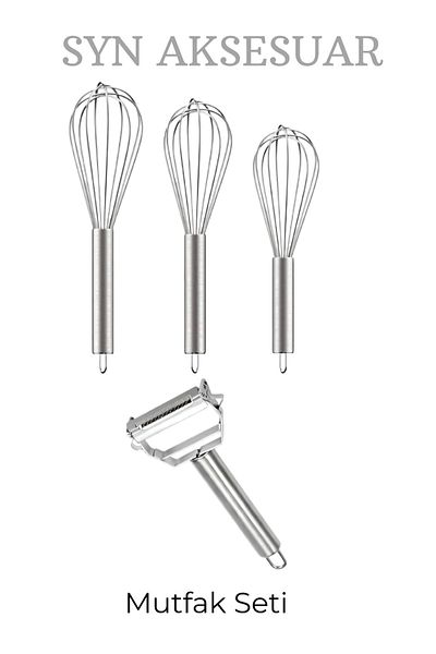 SYN AKSESUAR Set of 2 Stainless Steel Peelers, Julien Chopper, Set of 3 Whisks-Wire Whisk, Mixer