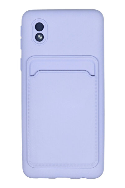 NewFace حافظة سامسونج جالاكسي A01 كور سيليكون مع بطاقة عمل كلفن - أرجواني NRMSA