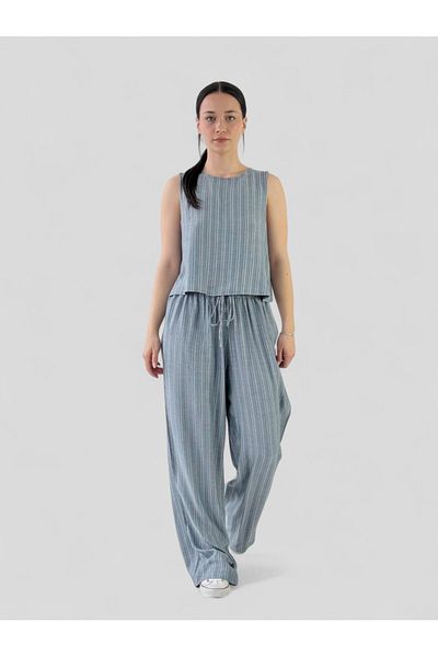 Retrobird Design Loose Cut Trousers Women Ash Blue