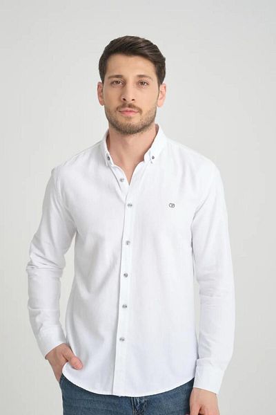 Klothy Men's Long Sleeve Gabardine Cotton Shirt 2645
