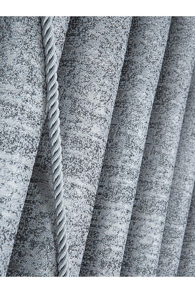 Karesi Yiğit Curtain 1/3 Dense Pleat Gray Color Plain Melted Background Curtain Product Is Braçol Gift