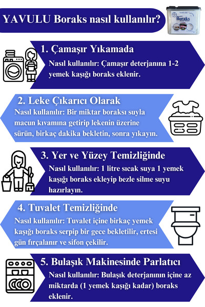 yavulu Boraks Çamaşır Deterjanı (%100 Saf Boraks) Beyazlatıcı Boraks 1500g-1.5kg Büyük Boy