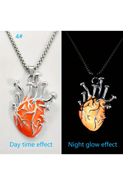 WasWink Parlayan İnsan Kalbi Kolye Unisex, Çinko Alaşımlı Punk Hip-Hop Takı, ...
