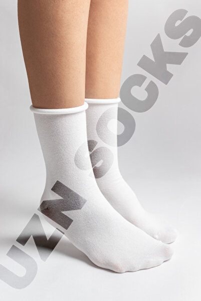 UZN SOCKS 3 чифта бамбукови нишки, без шевове, без ластик, бели чорапи | Удоб...