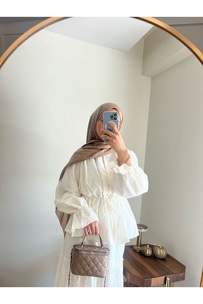 Line By Touches Fisto White Skirt Stylish Suit with Tie Waist