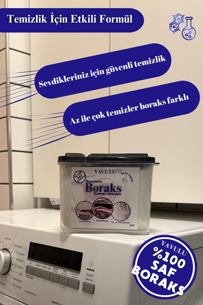 yavulu Boraks Çamaşır Deterjanı (%100 Saf Boraks) Beyazlatıcı Boraks 1500g-1.5kg Büyük Boy