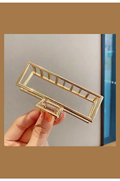 İnDerin Agrafă de păr elegantă, dreptunghiulară, din metal auriu, 9 cm, pentr...