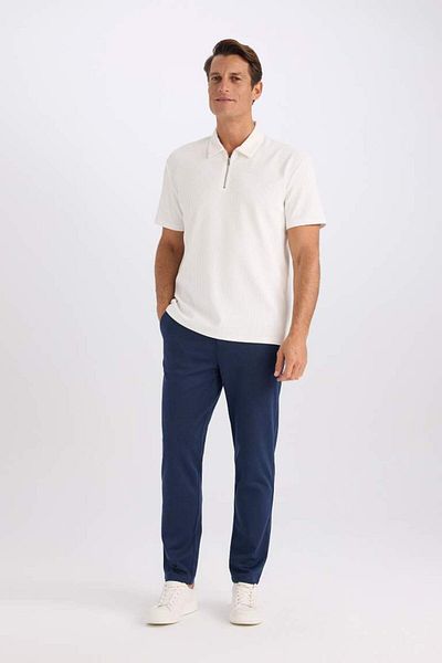 DeFacto New Season Regular Fit Half Zipper Short Sleeve Pleated Polo T-Shirt