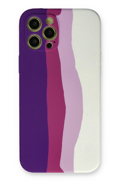 NewFace حافظة آيفون 12 برو ماكس من السيليكون المصقول - أرجواني-أبيض SPTGL