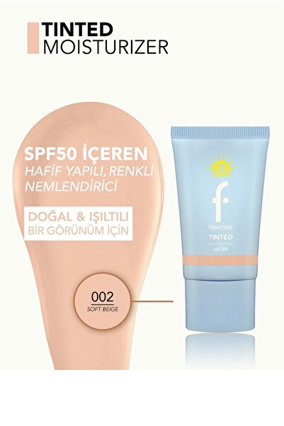 Flormar Renkli güneş kremi 02 soft beıge 50 Spf renkli güneş kremi
