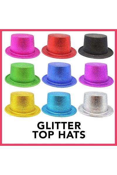 CEKAVE Mixed Color Glitter Cylinder Party Hats (12 Pcs)