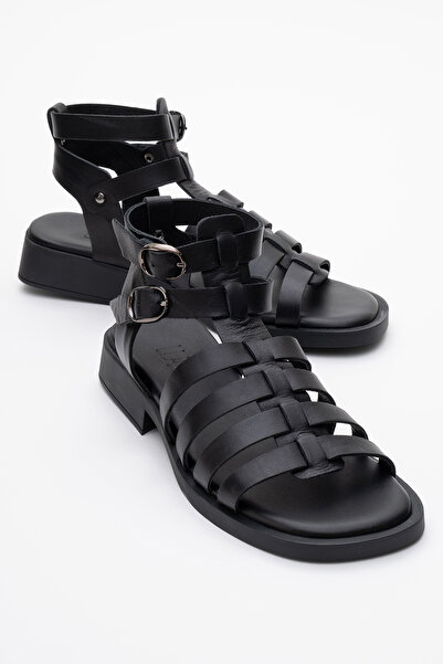 LuviShoes Sandale de damă FRADE din piele naturală neagră