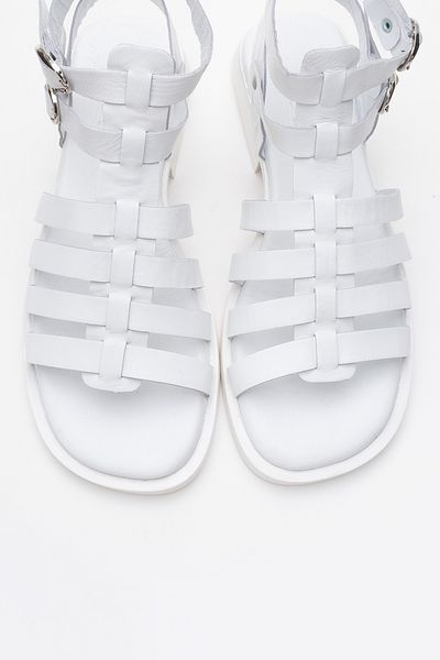LuviShoes Sandale de damă FRADE albe din piele naturală