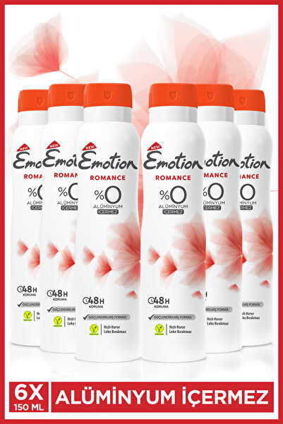Emotion Romance Kadın Vegan Deodorant 6x150ml Hızlı Kurur, Leke Bırakmaz
