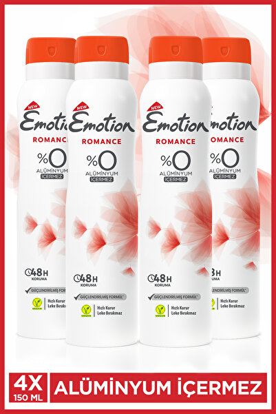 Emotion Romance Kadın Vegan Deodorant 4x150 Ml Hızlı Kurur, Leke Bırakmaz