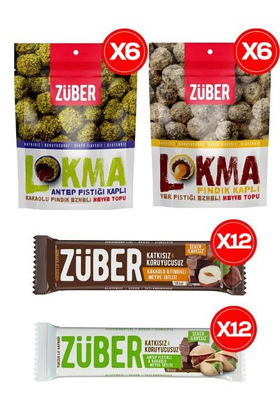 Züber Full Fruit Bar and Bite Package (Pistachio, Hazelnut Fruit Bar and Bite)