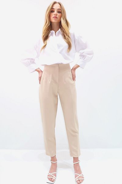 Trend Alaçatı Stili Women's Beige High Waist Carrot Pants Alc-X12656