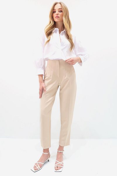 Trend Alaçatı Stili Women's Beige High Waist Carrot Pants Alc-X12656