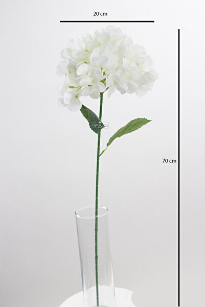 Yapay Çiçek Deposu Yapay Koca Kafa Ortanca Dalı 60 cm Beyaz