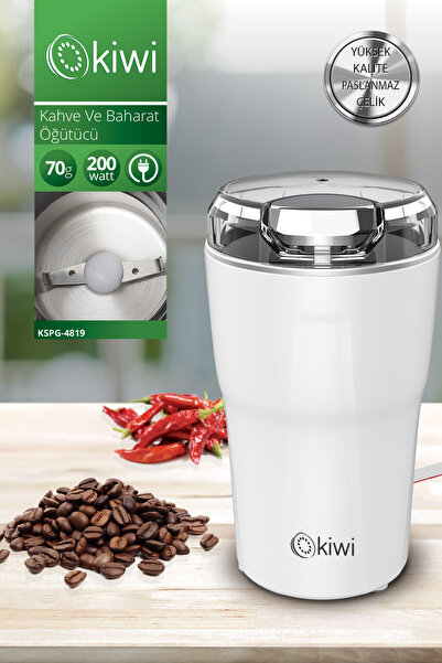Kiwi 4819 200W 70gr Geniş Kapasite XL Paslanmaz Çelik Kahve ve Baharat Öğütüc...