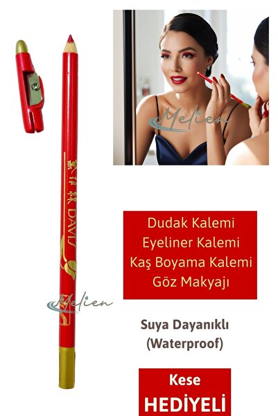 Melien 1 Ad Pembe Kırmızı Suya Dayanıklı Dudak Eyeliner Kalemi Göz Altı Kaş Boyama Makyaj Kalemi Seti