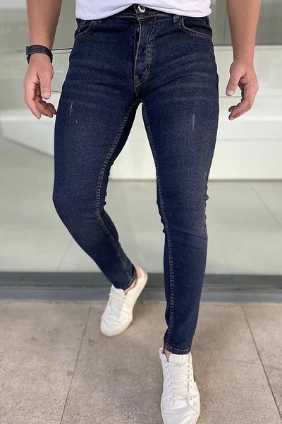 DOPPİO'N DENİM Ανδρικό τζιν λέιζερ με λεπτή εφαρμογή σε καφέ χρώμα