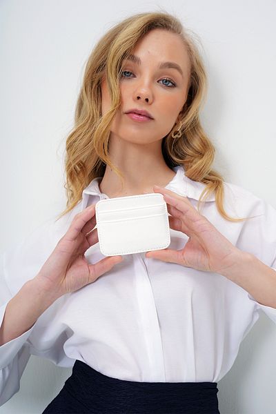 Trend Alaçatı Stili Women's White Faux Leather Mini Card Holder Alc-X14079