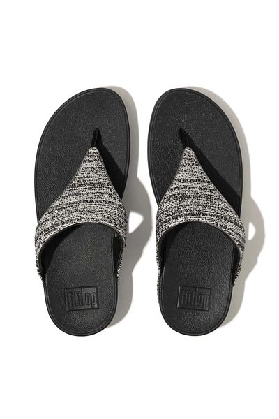 Fitflop Lulu shimmerweave toe-post sandals - black mix