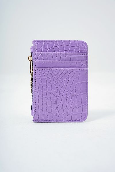 Trend Alaçatı Stili Women's Lilac Faux Leather Coin Compartment Croco Pattern Medium Size Card Holder Alc-X14077